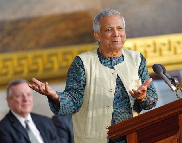Bangladeshi economist Muhammad Yunus speaks during the Congressional Gold Medal presentation ceremony, April 17, 2013