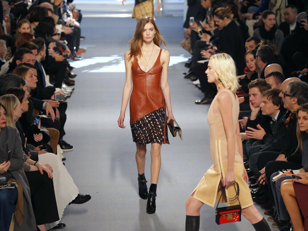 One of the sexy yet feminine leather dresses (Picture: Stephane Mahe/Reuters)