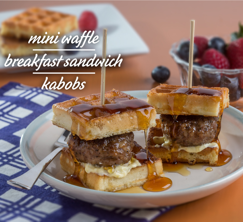 Mini Waffle Breakfast Sandwich Kabobs