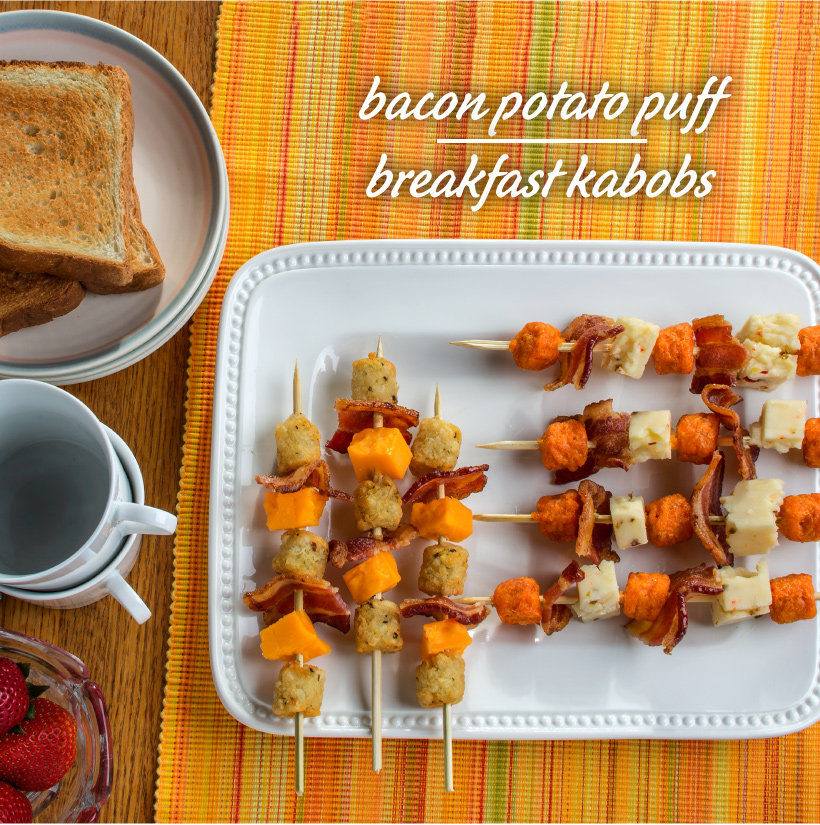 Bacon Potato Puff Breakfast Kabobs