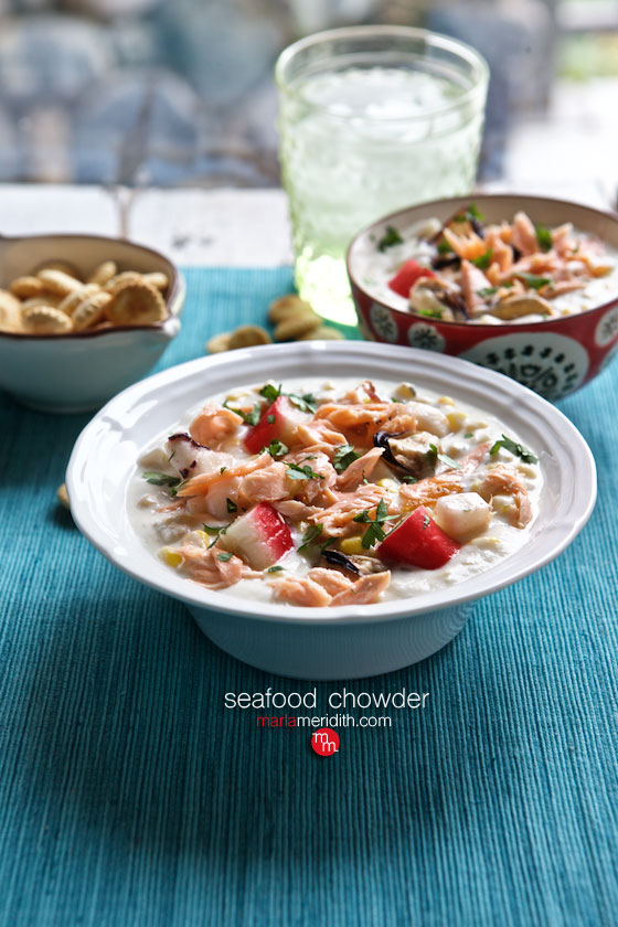 Seafood Chowder Recipe, this hearty soup is the ultimate comfort food! MarlaMeridith.com ( @marlameridith )